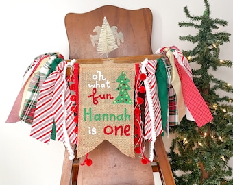Christmas High Chair Banner: Winter Onederland First Birthday Decor