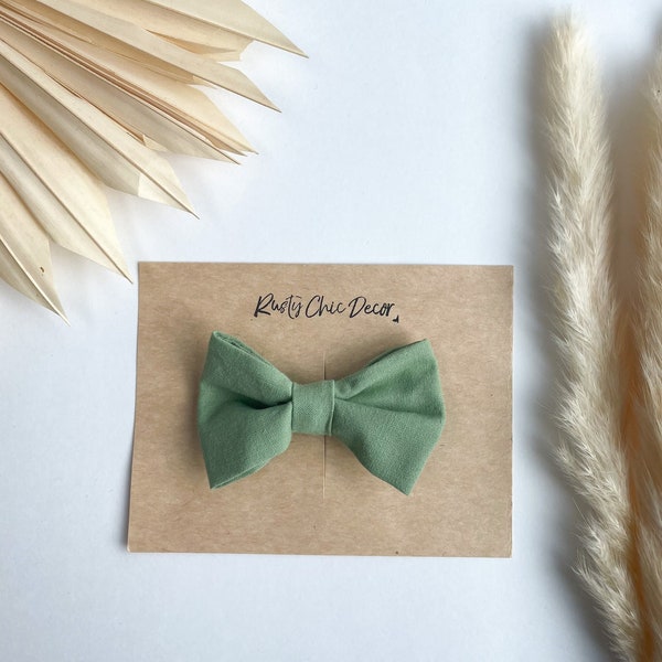 Sage Green Boy Bow Tie Sage Bow Tie Toddler Bow Tie Little Guy Bow Tie 3 Inches Clip On to Button Down Shirt Sage Green Wedding Ring Bearer