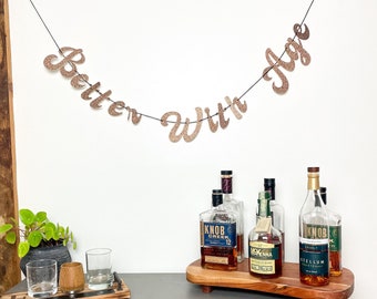 Whiskey Birthday Party Banner: Brown Glitter "Better With Age" Decor