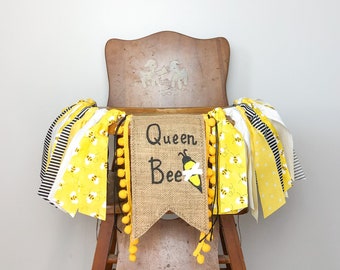 Guirnalda para silla alta de primer cumpleaños con diseño de abeja: Accesorio para sesión de fotos de cumpleaños con pastel de abejorro