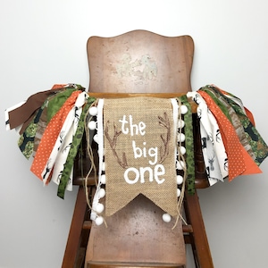 The Big One Hunting First Birthday Hunting High Chair Banner Deer Confetti Hunting Confetti The Big One Deer 1st Birthday Party Decor