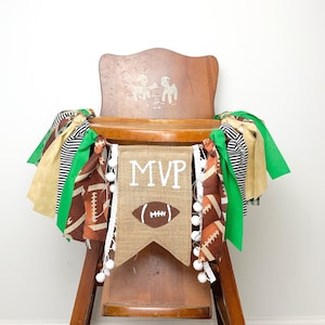 Football First Birthday High Chair Banner MVP Football Cake Smash Banner Football First Down Football 1st Birthday Decor