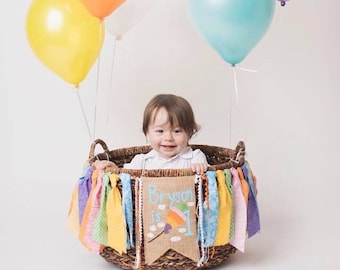 Oh The Places You'll Go First Birthday Highchair Banner: Personalized Photo Prop