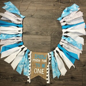 Snow much fun to be one high chair banner Winter onederland Winter First Birthday Party 1st Birthday Party Decor Snow Party Decorations image 3