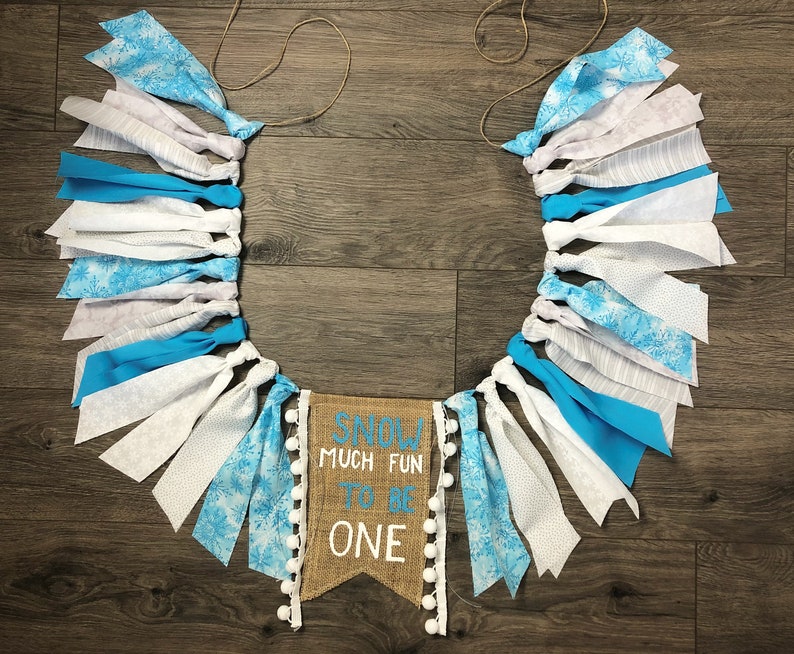 Snow much fun to be one high chair banner Winter onederland Winter First Birthday Party 1st Birthday Party Decor Snow Party Decorations image 3