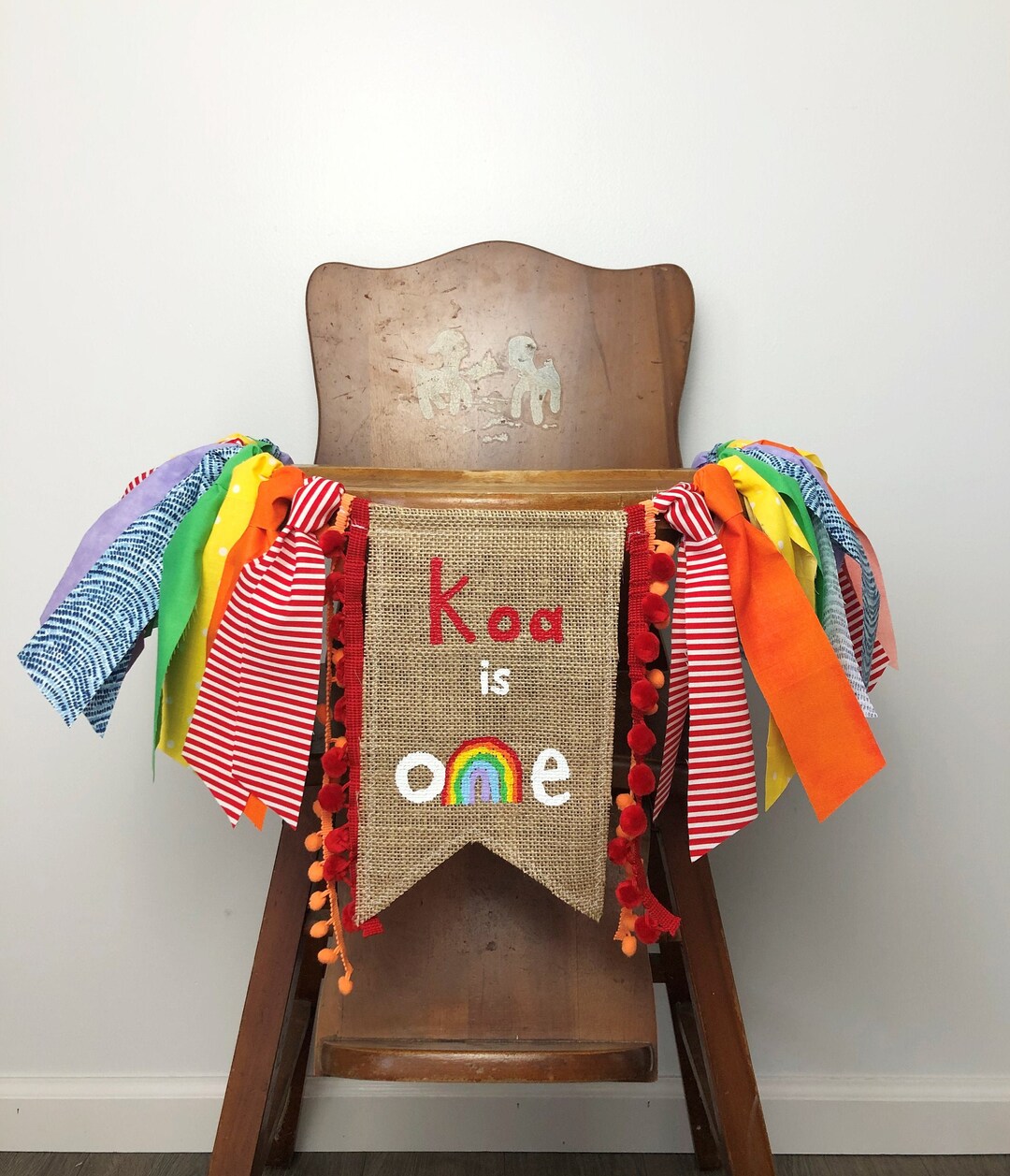 Bannière "ONE" Pour Chaise Haute 1er Anniversaire - Préassemblée En Jute - Décoration Fête Bébé