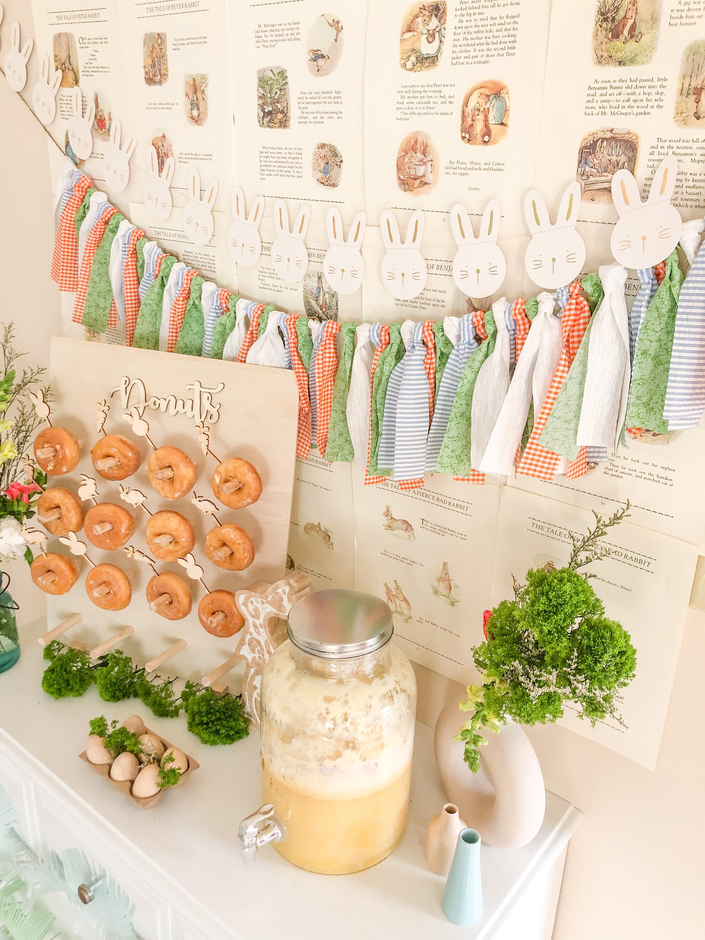 Easter Party Decor Easter Fabric Garland Bunny Party Spring Baby Shower Some Bunny is One Birthday Party Spring Mantle Easter
