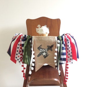 Fighter Jet High Chair Banner: Airplane First Birthday Party Decor
