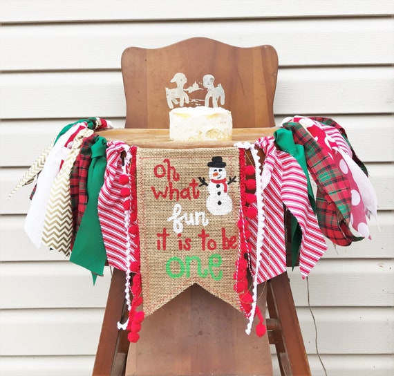 Christmas Snowman High Chair Banner/Oh What Fun It Is To Be One/Very Merry First Birthday Party Decor/Winter ONEderland/Cake Smash Photos Il_570xn