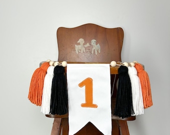 Halloween High Chair Banner: One Spooky Dude Bats Tassel Garland
