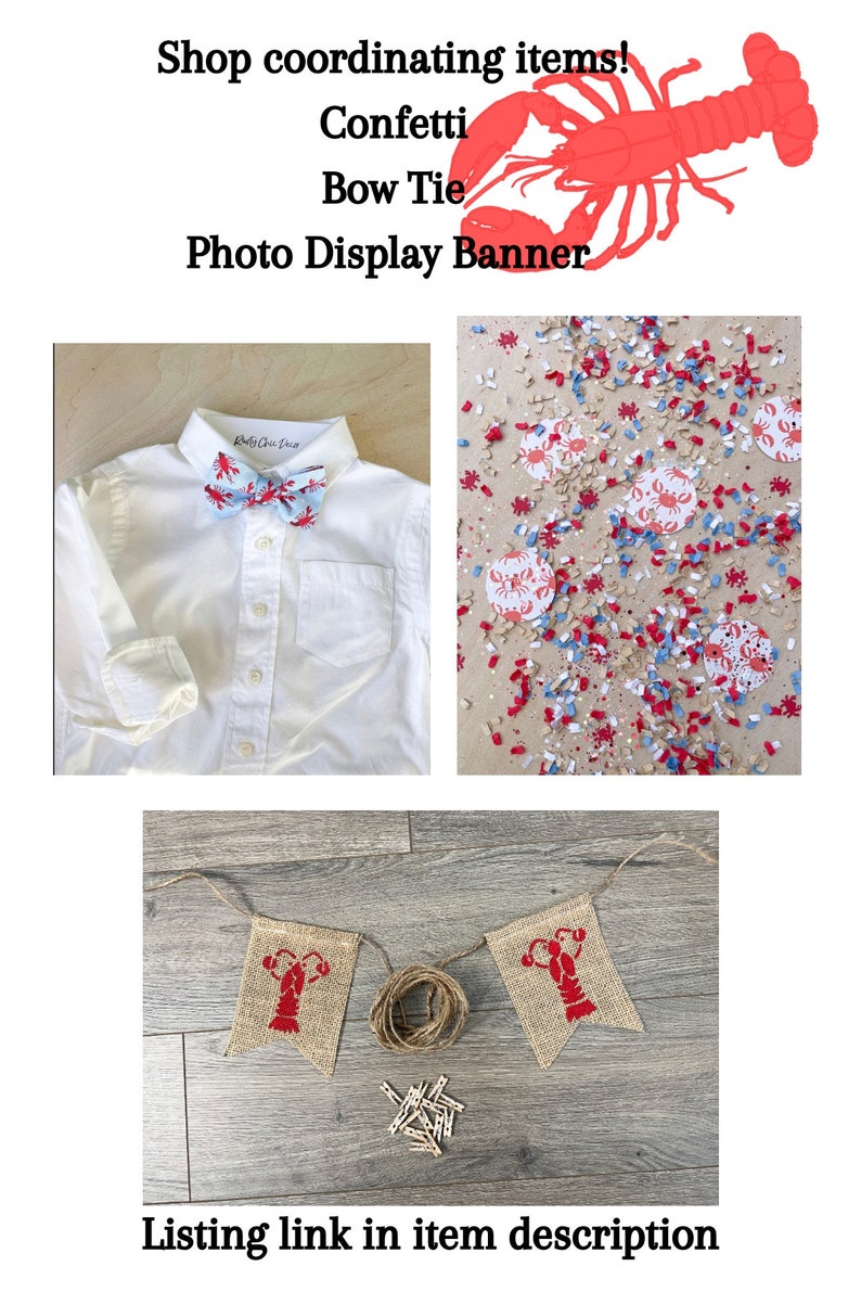 Crawfish Boil High Chair Banner Pinch me I'm One Summer Lobster First Birthday Boiling with Excitement Red Light Blue Yellow Personalized image 10