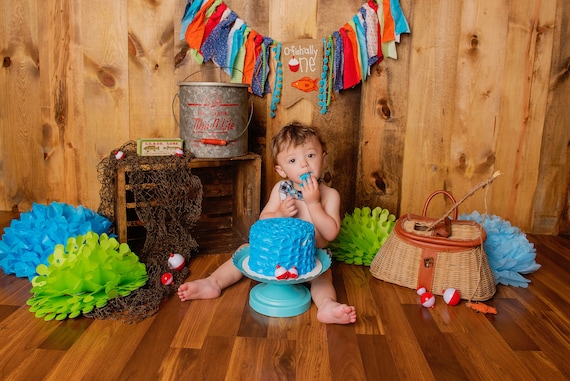 Fishing First Birthday High Chair Banner O fish Ally One 1st