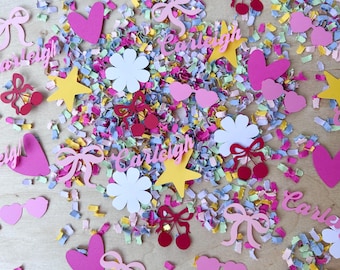 Girls Just Wanna Be One Confetti: Girly Rainbow Fancy Birthday Party Table Decor Personalized Name