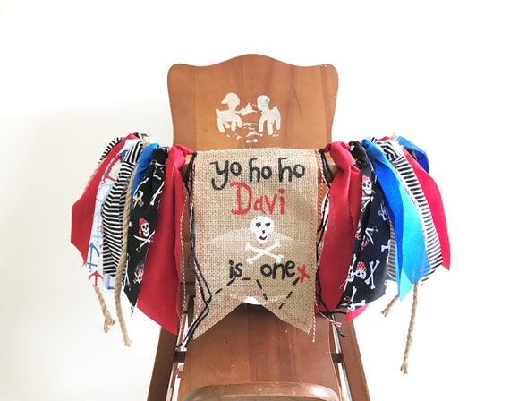 Pirate First Birthday High Chair Banner/Captain Little Pirate Anchor Treasure Nautical/Cake Smash Photo Shoot Prop/Party Decor/Name Il_570xn