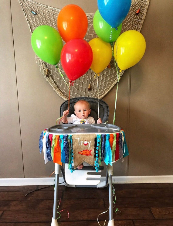 Fishing First Birthday High Chair Banner O fish Ally One 1st