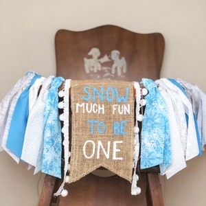 Snow much fun to be one high chair banner Winter onederland Winter First Birthday Party 1st Birthday Party Decor Snow Party Decorations image 1