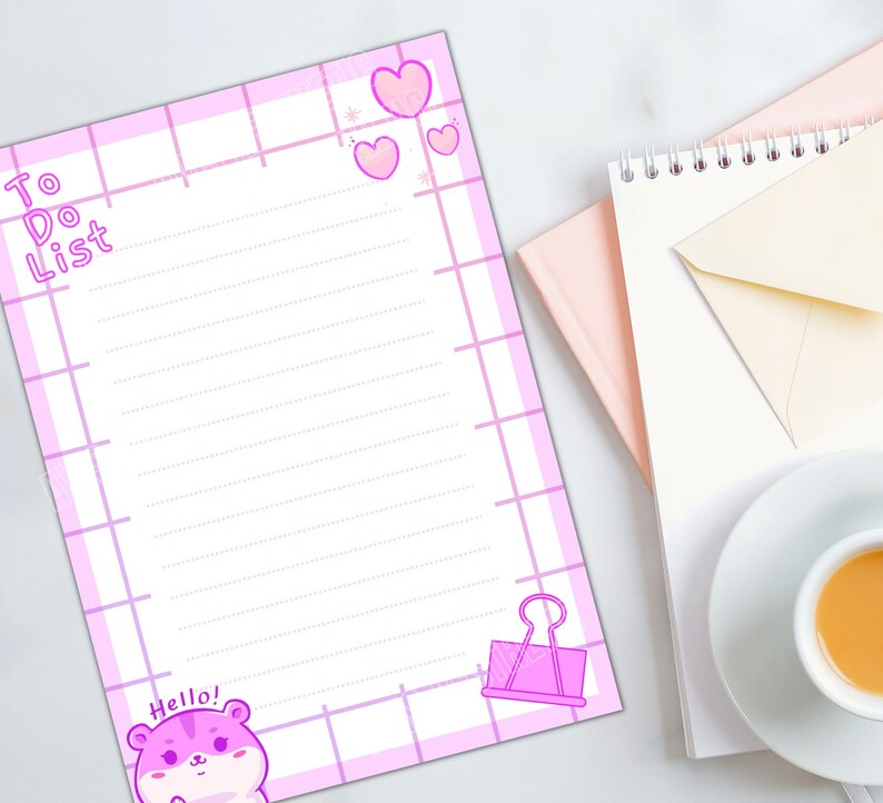 Aesthetic Kawaii Printable Notepad Sheet Aesthetic Cute Etsy