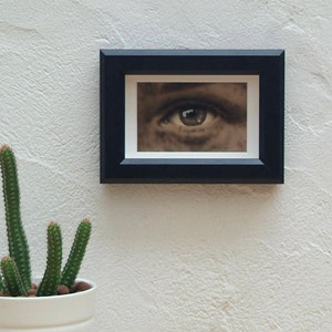 Framed woman's eye, original work on wood, original framed, small format work, woman's eye painting, original painting image 1