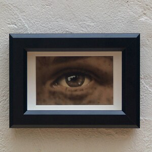 Framed woman's eye, original work on wood, original framed, small format work, woman's eye painting, original painting image 2