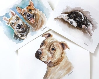 Custom Hand Painted Pet Portrait Custom Pet Painting Watercolor Pet Portrait