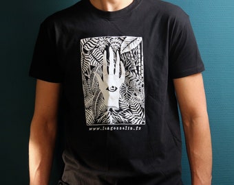 T-shirt unisexe col rond noir sérigraphié