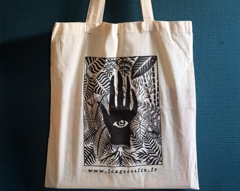 Screen-printed natural cotton bag