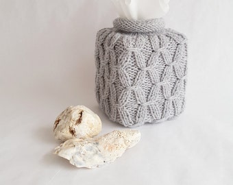 Modern Tissue Box Cover Nursery Decoration Home Décor Gray Chic Square Box Crochet Decor Tissue Box Sleeve Ready to Go made in USA