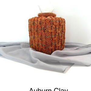Square Flame Tissue Box Cover Home Decor 100% Reusable Yarn Chic Facial Tissue Box Cover Crochet Tissue Box Sleeve Ready to Go made in USA
