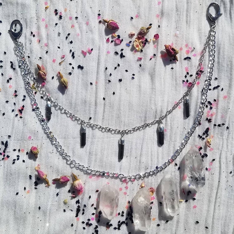 wallet chain Trae silver chain /& crystal details
