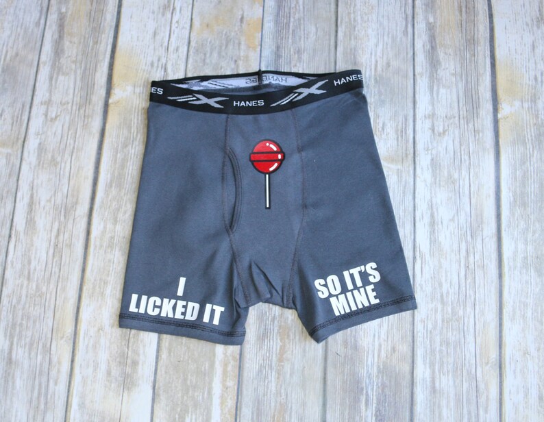 Mens Birthday Underwear Personalized Boxers I Licked it So it/'s Mine Charcoal Funny Boxer Briefs Valentine/'s Day Gifts for Him