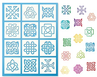 Mandala Dotting Schablone - 12 Stück - Keltischer Knoten // Wandgestaltung Hobby Textil Airbrush Basteln Backen Malen