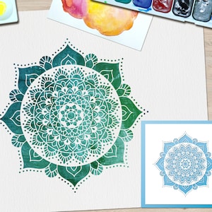 Estêncil de mandala / pequeno - Estêncil para arte de parede, scrapbooking, confeitaria e artesanato