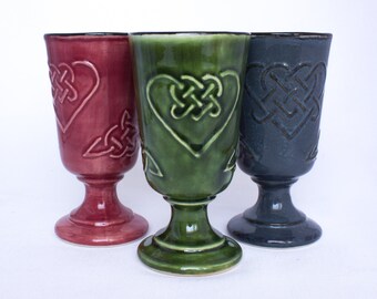 Small decorative ceramic GOBLET with CELTIC KNOTS
