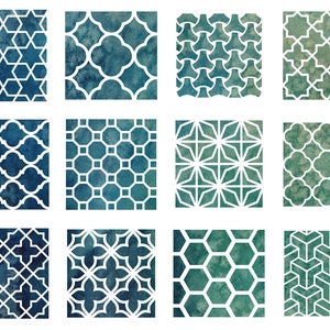 Set di stencil, 12 PEZZI, motivo orientale 10 cm x 10 cm (3,5 x 3,5 pollici)