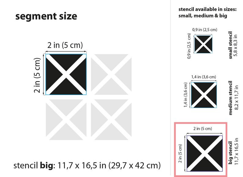 Stencil BIG A3 11,7 x 16,5 29,7 x 42cm Triangle Quads Pattern