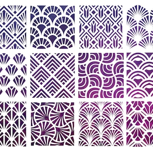 Stencil Set, 12 PIECES, Art Deco Pattern Set 2, reusable art stencils image 1