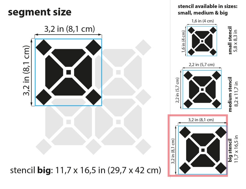 Stencil BIG A3 11,7 x 16,5 29,7 x 42cm Oriental Design Pattern