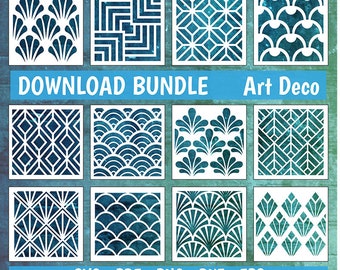 12 Art Deco Muster Download Bundle für Schablonen und kreative Projekte / Cricut / Silhouette