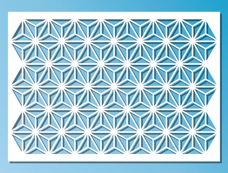Stencil BIG A3 11,7 x 16,5 29,7 x 42cm Hexagon Stars Pattern