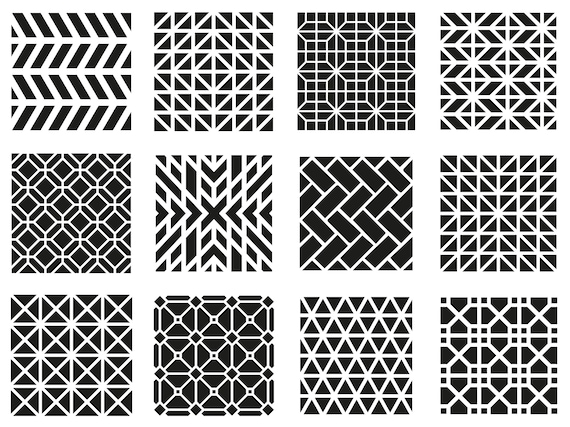 Stencil Set, 12 PIECES, Geometric Pattern 10cm X 10cm (3,5 X
