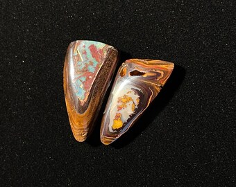 Koroit / Yowah Matrix Boulder Opal Cabochon x2