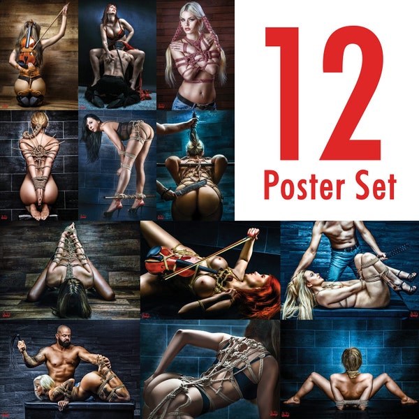 12 Poster A3 - sexy erotic fine art, BDSM, fetish - Fine Art of Bondage