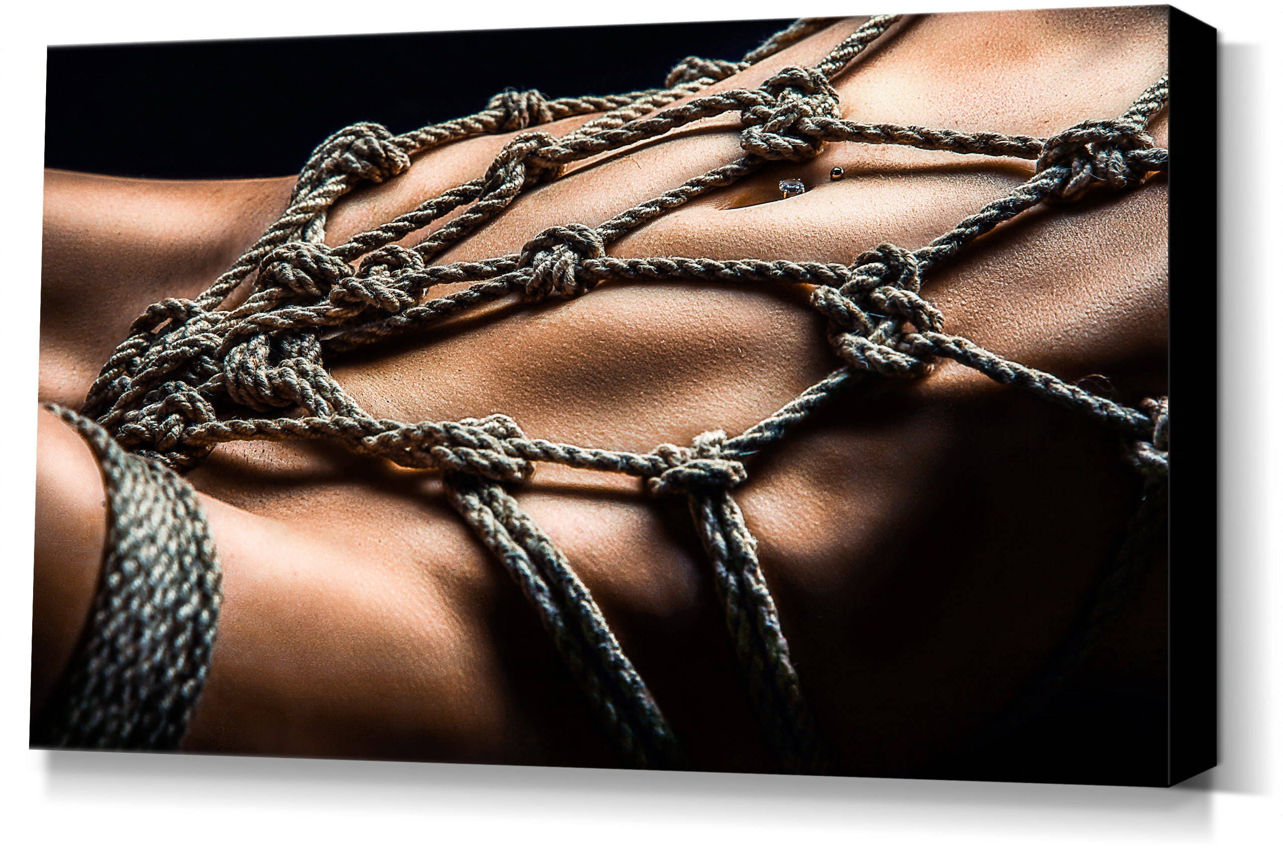 Rope Harness Close Up - stretched canvas print - Fine Art of Bondage, sexy erotic fetish BDSM wall art, 40x60 cm, 16\