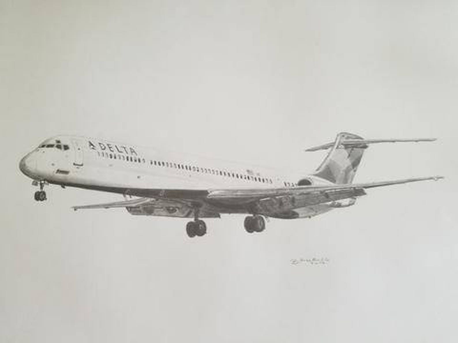 Delta Airlines MD88 Pencil Drawing Fine Art Print You Choose | Etsy