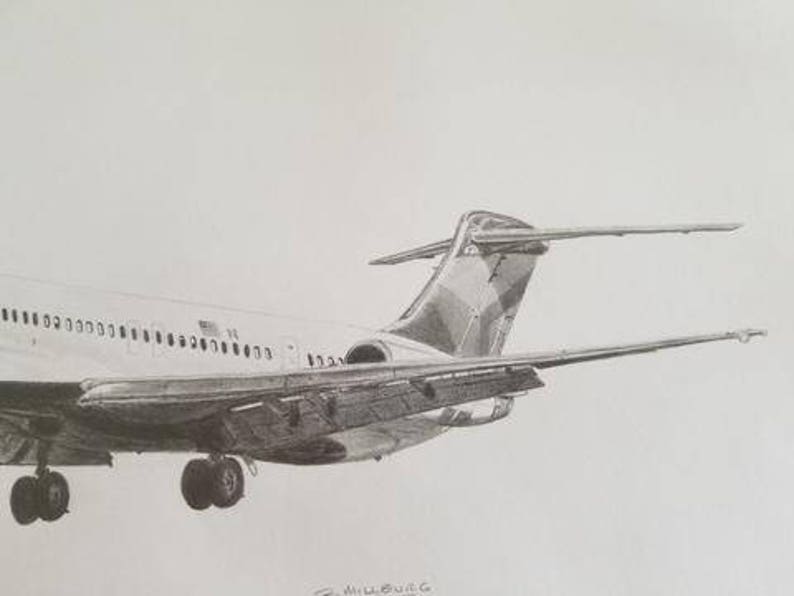 Delta Airlines MD88 Pencil Drawing Fine Art Print You Choose | Etsy