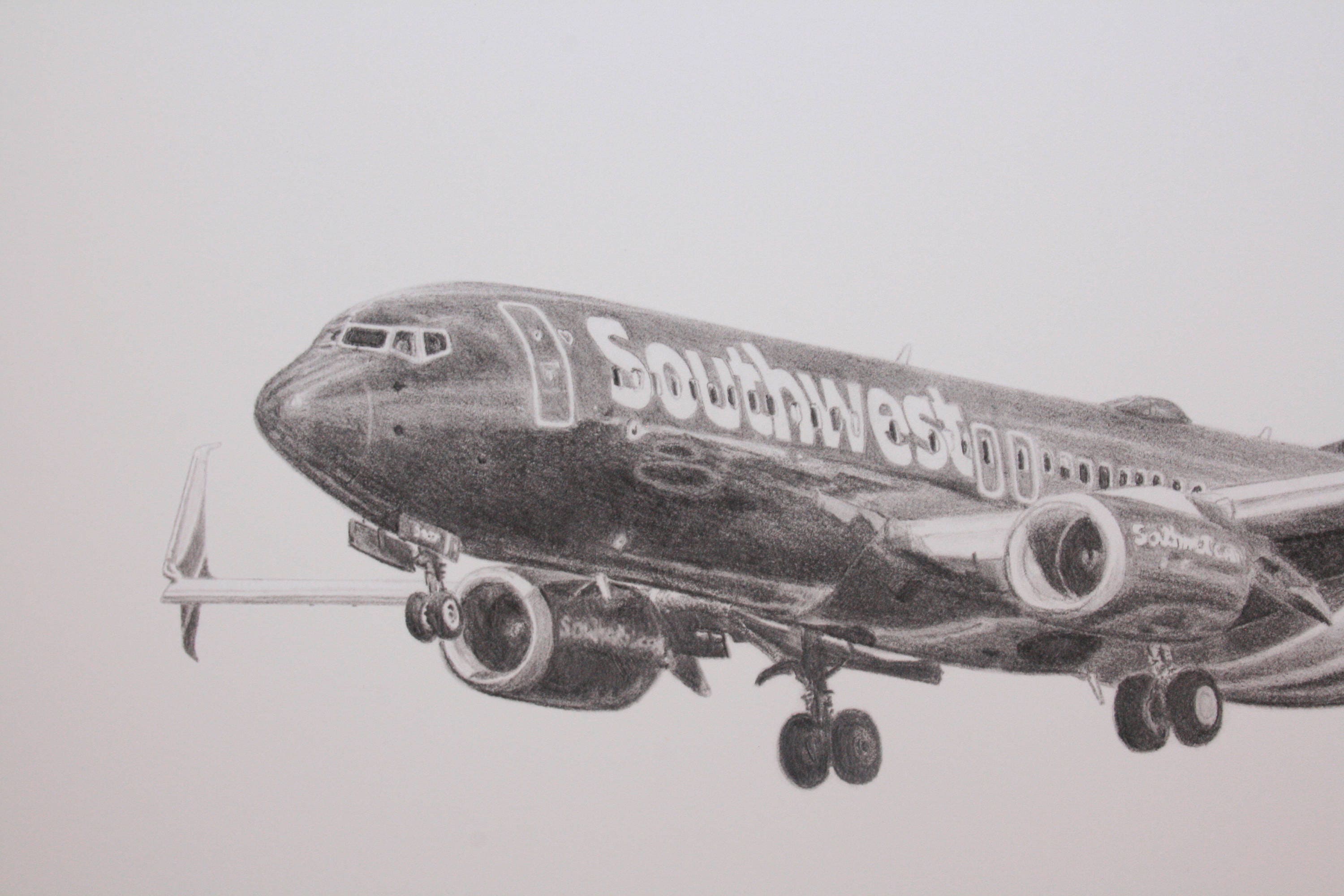 Southwest Airlines Boeing 737 11x14 Archival print of pencil | Etsy