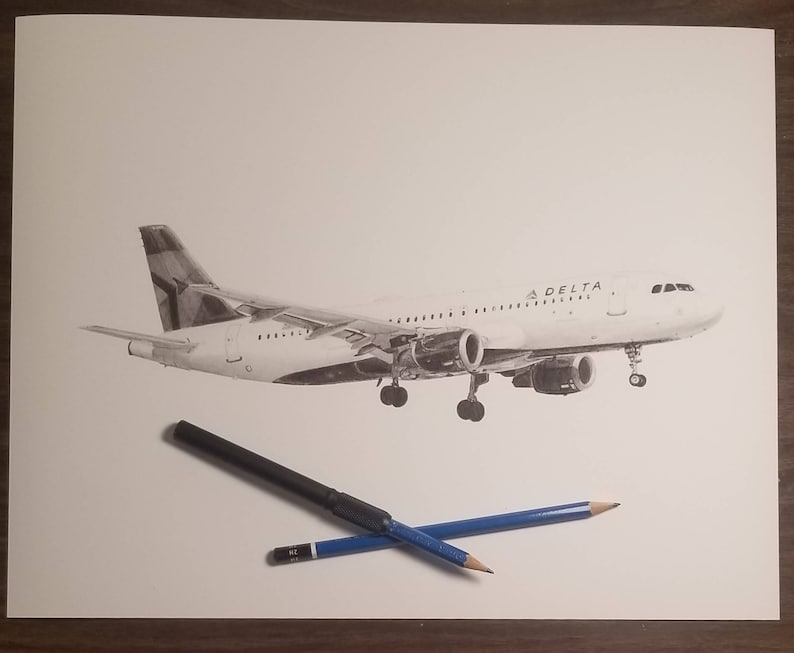 Delta Airlines A320 Airbus Custom Art Print for Pilot, Flight Attendant ...