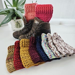 Puños para botas, calentadores de tobillo de crochet, talla única, 10 colores a elegir.