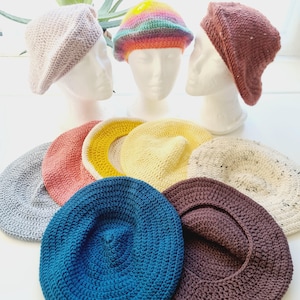 Handmade Crochet Beret Hats: various colours, (51-56cm)