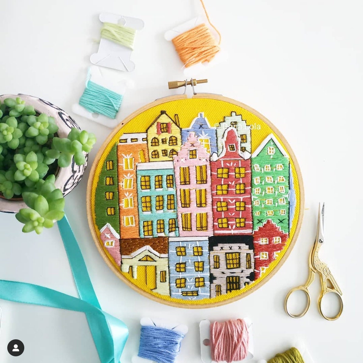 Easy Embroidery Pattern DIY Beginner Amsterdam City Etsy